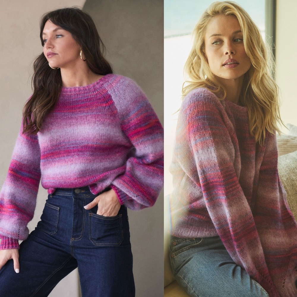 BTB Los Angeles Sz XL Sunrise Crewneck Raglan‎ Sweater Pink Ombré Wool Alpaca